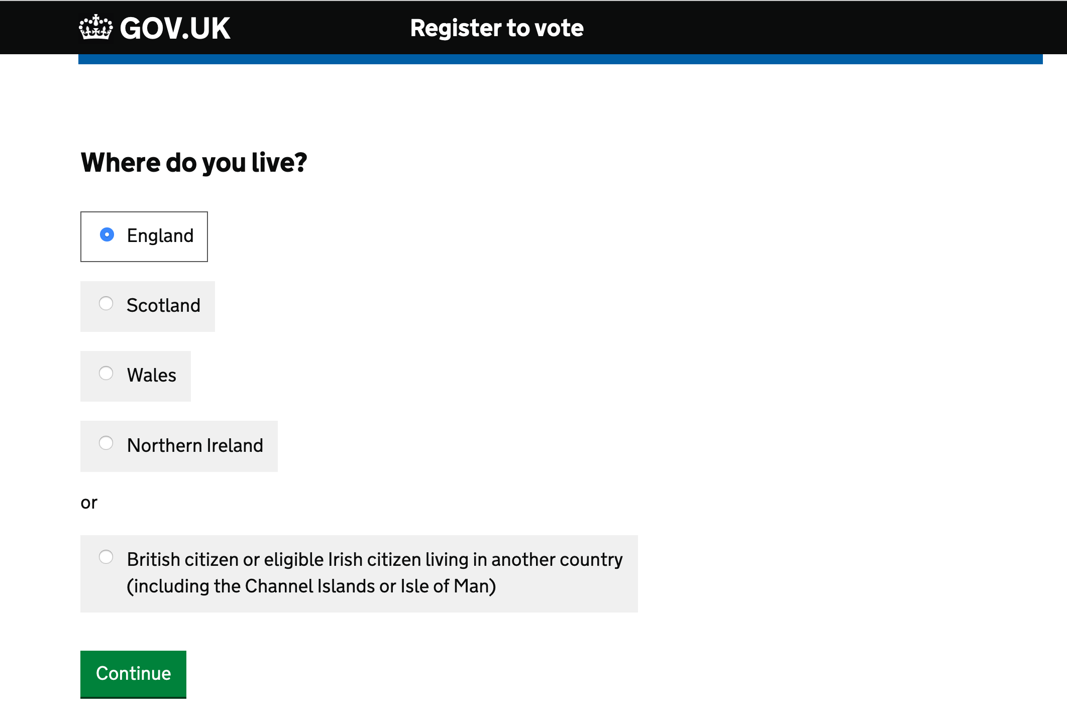 Government Digital Service form example