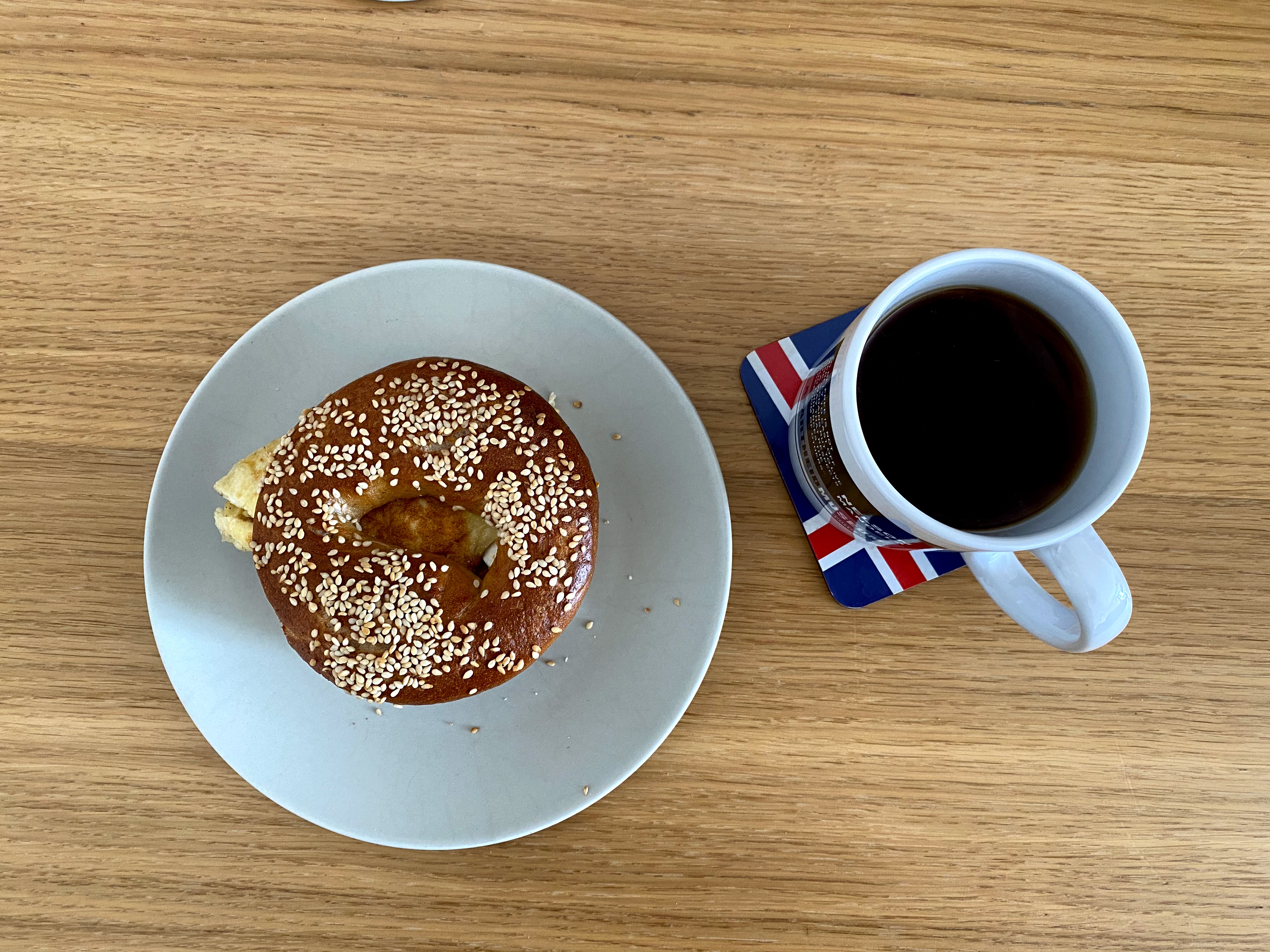 Coffee and a bagel